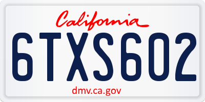 CA license plate 6TXS602