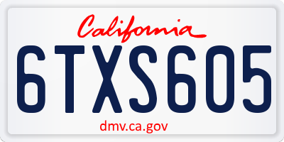 CA license plate 6TXS605