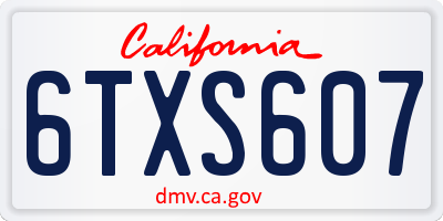 CA license plate 6TXS607