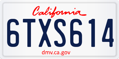 CA license plate 6TXS614