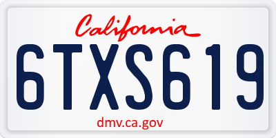 CA license plate 6TXS619