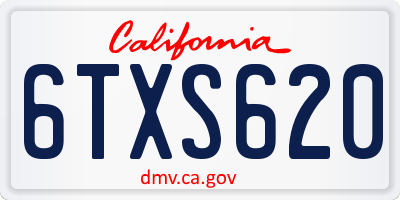 CA license plate 6TXS620