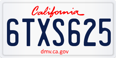 CA license plate 6TXS625