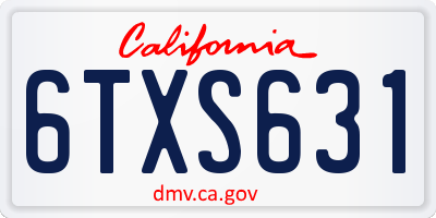 CA license plate 6TXS631