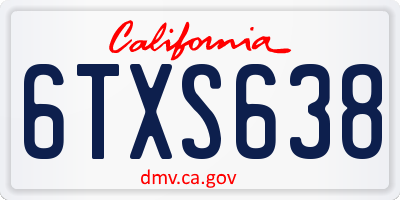 CA license plate 6TXS638