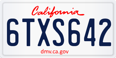 CA license plate 6TXS642