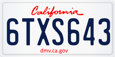 CA license plate 6TXS643