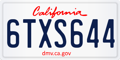 CA license plate 6TXS644