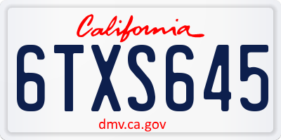 CA license plate 6TXS645
