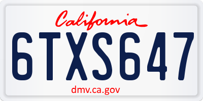 CA license plate 6TXS647