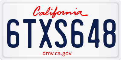 CA license plate 6TXS648