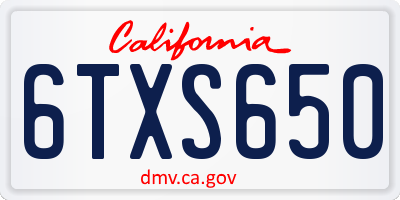 CA license plate 6TXS650