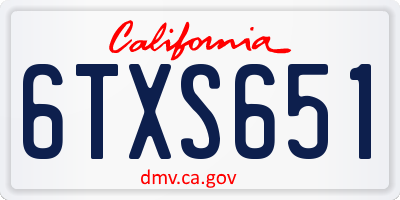 CA license plate 6TXS651