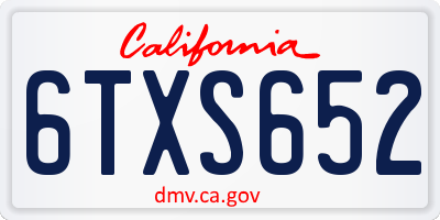 CA license plate 6TXS652