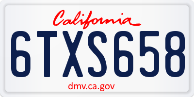 CA license plate 6TXS658