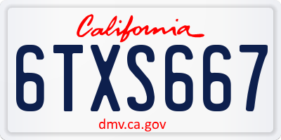 CA license plate 6TXS667