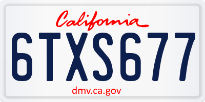 CA license plate 6TXS677