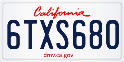 CA license plate 6TXS680