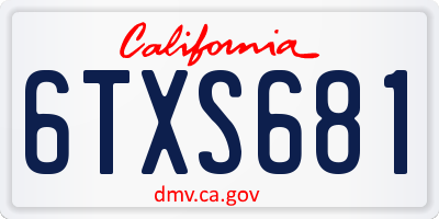 CA license plate 6TXS681