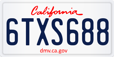 CA license plate 6TXS688