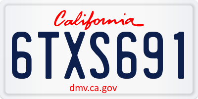 CA license plate 6TXS691