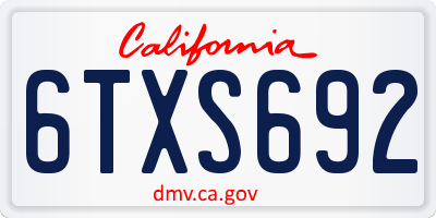 CA license plate 6TXS692