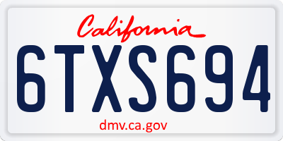 CA license plate 6TXS694