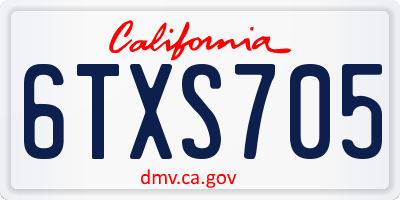 CA license plate 6TXS705