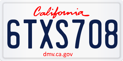 CA license plate 6TXS708