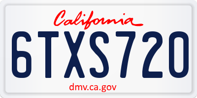 CA license plate 6TXS720