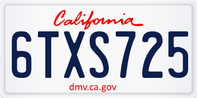 CA license plate 6TXS725