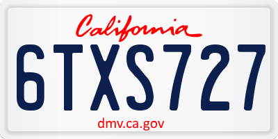 CA license plate 6TXS727