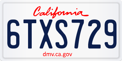 CA license plate 6TXS729