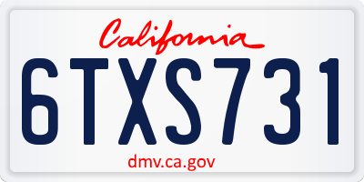 CA license plate 6TXS731