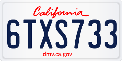 CA license plate 6TXS733