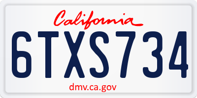 CA license plate 6TXS734