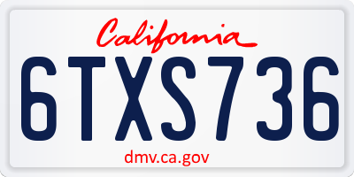 CA license plate 6TXS736