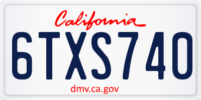 CA license plate 6TXS740