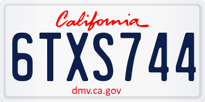 CA license plate 6TXS744
