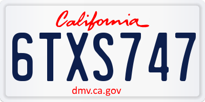 CA license plate 6TXS747