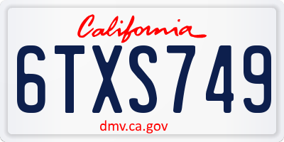 CA license plate 6TXS749