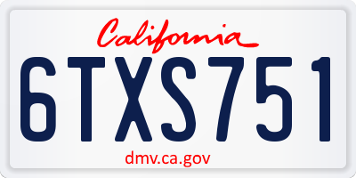 CA license plate 6TXS751
