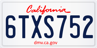 CA license plate 6TXS752