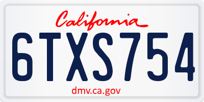 CA license plate 6TXS754