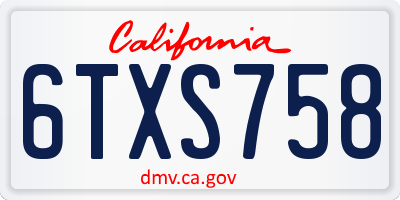 CA license plate 6TXS758