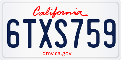 CA license plate 6TXS759
