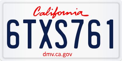 CA license plate 6TXS761