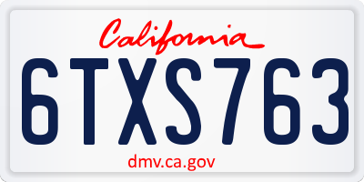 CA license plate 6TXS763