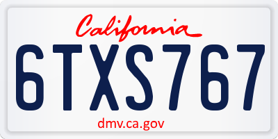 CA license plate 6TXS767