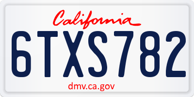 CA license plate 6TXS782